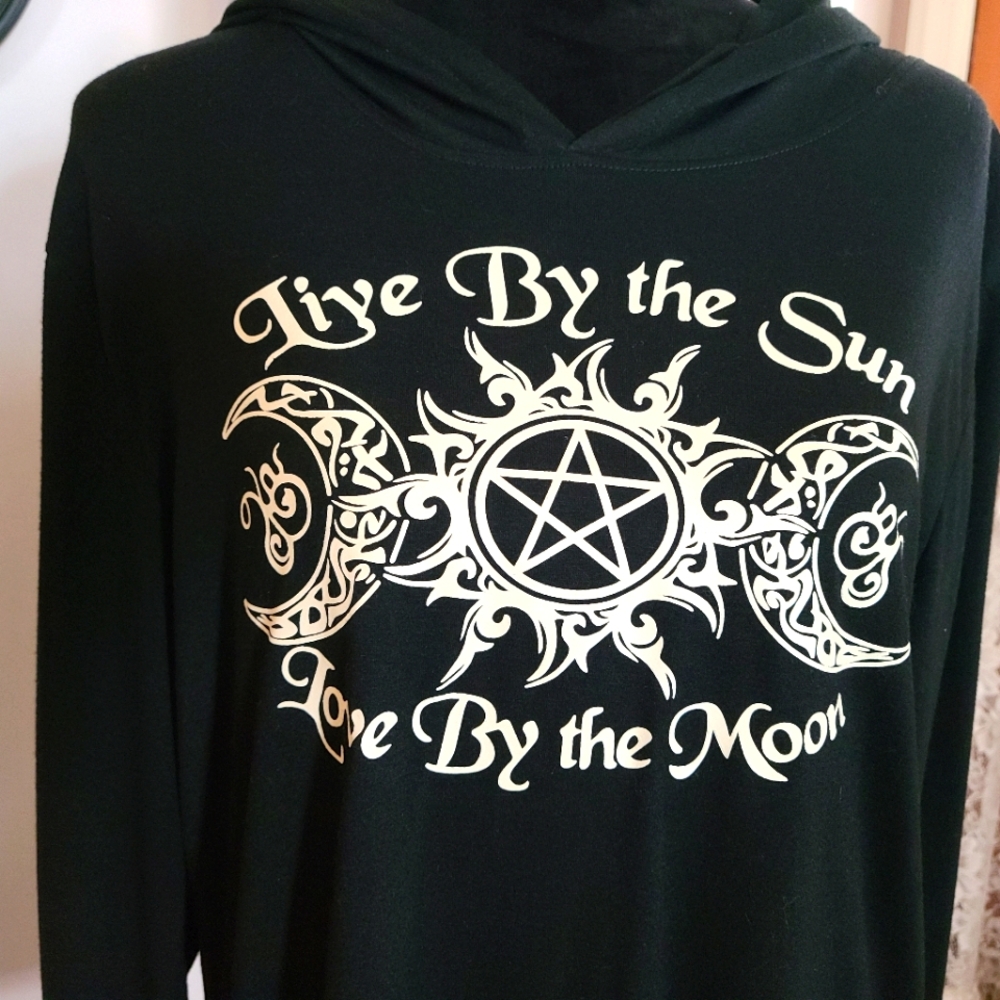 ☀️Live by the Sun Love by the Moon🌙 Graphic Long Sleeve Hooded Tee